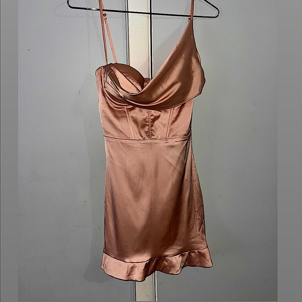 Pleated Hemline Corset Mini Dress in Blush
